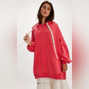 NWT Free People We the Free S the WE Hoodie in High Risk Red Sweasthirt New $128